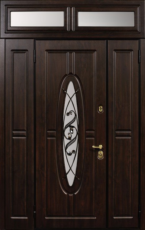 Трехстворчатая входная дверь с фрамугой RS-295